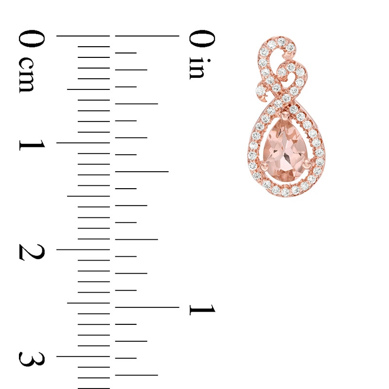 Previously Owned - Pear-Shaped Morganite and 1/5 CT. T.W. Diamond Teardrop Earrings in 10K Rose Gold