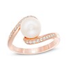 Thumbnail Image 1 of Previously Owned-8.0mm Freshwater Cultured Pearl and Lab-Created White Sapphire Swirl Bypass Ring in 10K Rose Gold