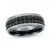 Thumbnail Image 1 of Previously Owned - Black Spinel Double Row Beaded Ring in Sterling Silver with Black Rhodium