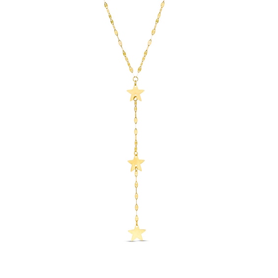 Previously Owned - Triple Star Drop Mirror Chain "Y" Necklace in 10K Gold