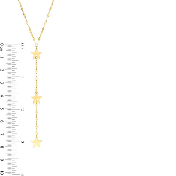 Previously Owned - Triple Star Drop Mirror Chain "Y" Necklace in 10K Gold