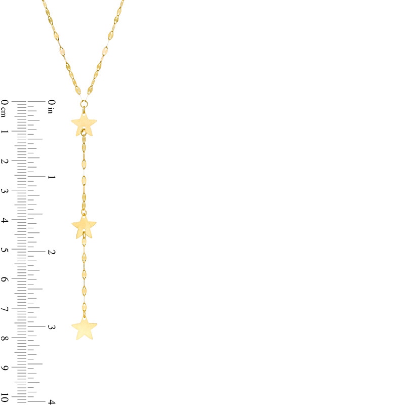 Main Image 2 of Previously Owned - Triple Star Drop Mirror Chain "Y" Necklace in 10K Gold