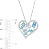 Thumbnail Image 3 of Previously Owned - Multi-Shaped London, Swiss and Sky Blue and White Topaz Cluster Heart Pendant in Sterling Silver
