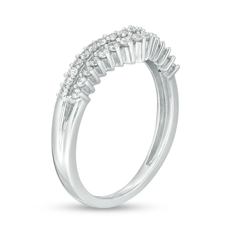 Main Image 3 of Previously Owned - 1/3 CT. T.W. Diamond Double Row Chevron Anniversary Band in 10K White Gold