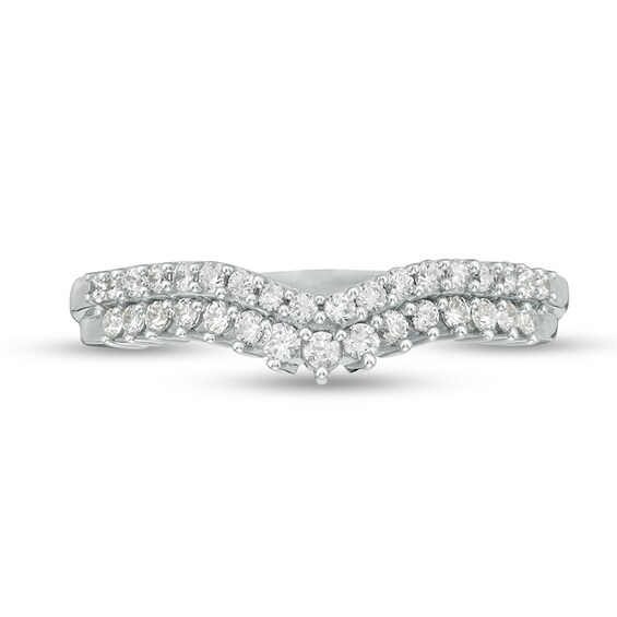 Previously Owned - 1/3 CT. T.w. Diamond Double Row Chevron Anniversary Band in 10K White Gold