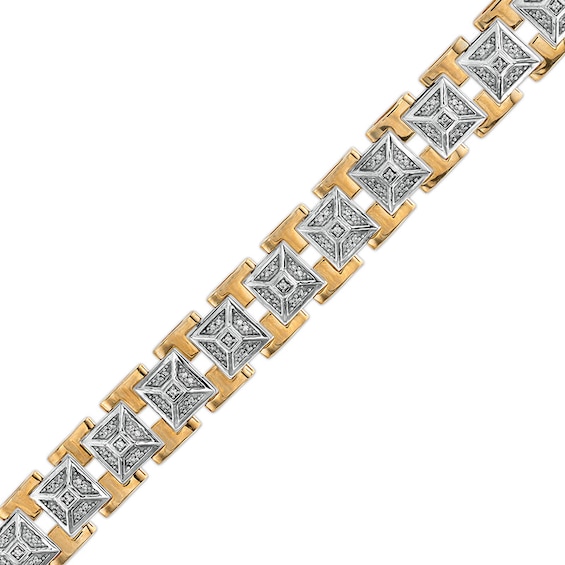 Previously Owned - 1/2 CT. T.w. Diamond Art Deco Pyramid Chain Link Bracelet in 10K Two-Tone Gold - 8.5"