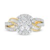 Thumbnail Image 4 of Previously Owned - 1 CT. T.W. Composite Diamond Double Frame Bypass Split Shank Ring in 10K Gold