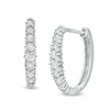 Thumbnail Image 1 of Previously Owned - 1/2 CT. T.W. Diamond Oval Hoop Earrings in 10K White Gold