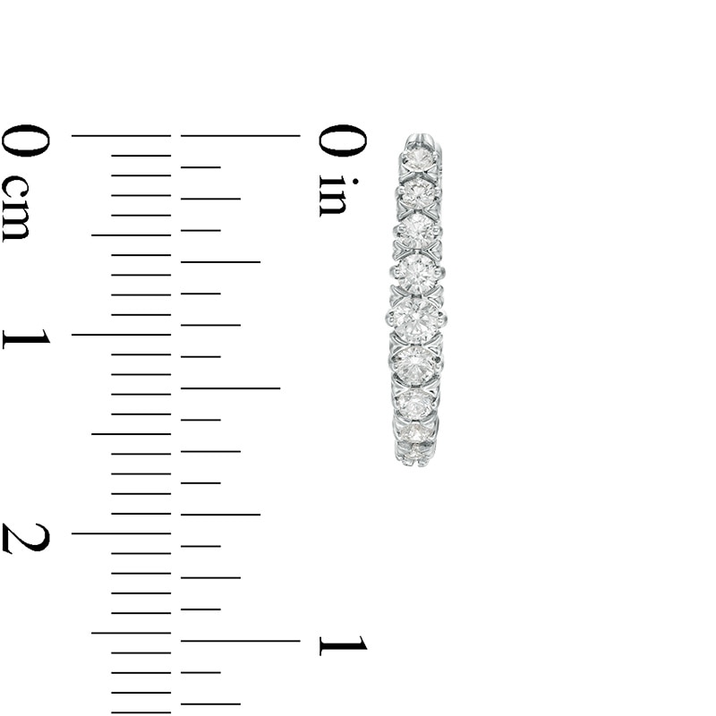 Main Image 3 of Previously Owned - 1/2 CT. T.W. Diamond Oval Hoop Earrings in 10K White Gold