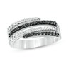Thumbnail Image 1 of Previously Owned - 1/2 CT. T.W. Enhanced Black and White Diamond Multi-Row Wrap Ring in Sterling Silver
