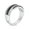 Thumbnail Image 3 of Previously Owned - 1/2 CT. T.W. Enhanced Black and White Diamond Multi-Row Wrap Ring in Sterling Silver