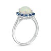 Thumbnail Image 3 of Previously Owned - Oval Opal, Blue Sapphire and 1/15 CT. T.W. Diamond Double Sunburst Frame Ring in 10K White Gold