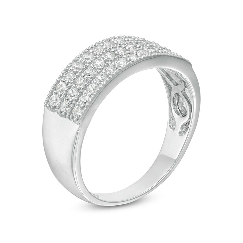 Main Image 3 of Previously Owned - 1/2 CT. T.W. Diamond Triple Row Vintage-Style Anniversary Ring in Sterling Silver
