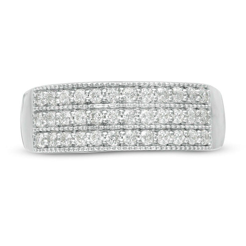 Main Image 4 of Previously Owned - 1/2 CT. T.W. Diamond Triple Row Vintage-Style Anniversary Ring in Sterling Silver