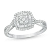 Thumbnail Image 1 of Previously Owned - 1/3 CT. T.W. Composite Diamond Cushion Frame Crossover Shank Ring in 10K White Gold