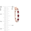 Thumbnail Image 2 of Previously Owned - Alternating Ruby and 1/15 CT. T.W. Diamond Hoop Earrings in 10K Rose Gold