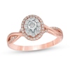 Thumbnail Image 1 of Previously Owned - 1/4 CT. T.W. Diamond Double Oval Frame Twist Engagement Ring in 10K Rose Gold