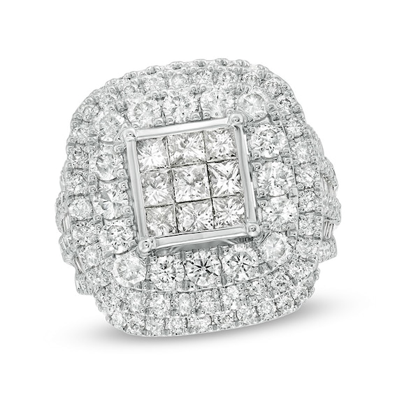 Previously Owned - 4 CT. T.w. Princess-Cut Composite Diamond Triple Frame Engagement Ring in 10K White Gold
