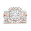 Thumbnail Image 4 of Previously Owned - 1-1/3 CT. T.W. Composite Diamond Cushion Frame Vintage-Style Bridal Set in 10K Rose Gold