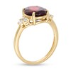Thumbnail Image 3 of Previously Owned - Oval Garnet and White Topaz Tri-Sides Ring in 10K Gold