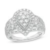 Thumbnail Image 1 of Previously Owned - 1 CT. T.W. Composite Diamond Pear Frame Multi-Row Engagement Ring in 10K White Gold