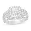 Thumbnail Image 1 of Previously Owned - 1/2 CT. T.W. Composite Diamond Square Frame Vintage-Style Engagement Ring in 10K White Gold