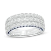 Thumbnail Image 1 of Previously Owned - Vera Wang Love Collection 1-1/2 CT. T.W. Diamond and Blue Sapphire Band in 14K White Gold (I/SI2)