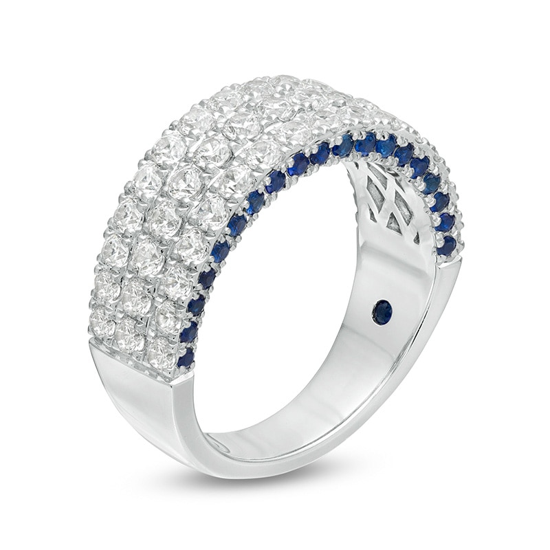 Main Image 2 of Previously Owned - Vera Wang Love Collection 1-1/2 CT. T.W. Diamond and Blue Sapphire Band in 14K White Gold (I/SI2)