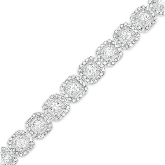 Previously Owned - 5 CT. T.w. Diamond Cushion Frame Bracelet in 10K White Gold