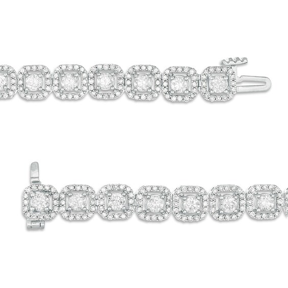 Previously Owned - 5 CT. T.w. Diamond Cushion Frame Bracelet in 10K White Gold