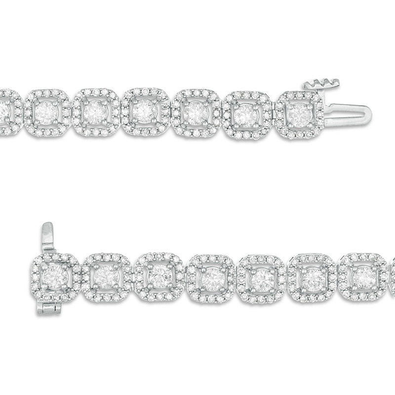 Main Image 3 of Previously Owned - 5 CT. T.W. Diamond Cushion Frame Bracelet in 10K White Gold