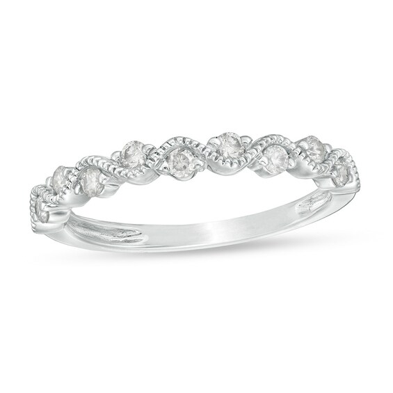 Previously Owned - 1/4 CT. T.w. Diamond Wave Vintage-Style Anniversary Band in 10K White Gold
