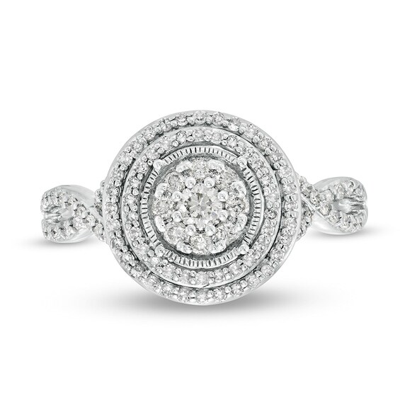 Previously Owned - 1/2 CT. T.w. Diamond Double Frame Twist Engagement Ring in 10K White Gold