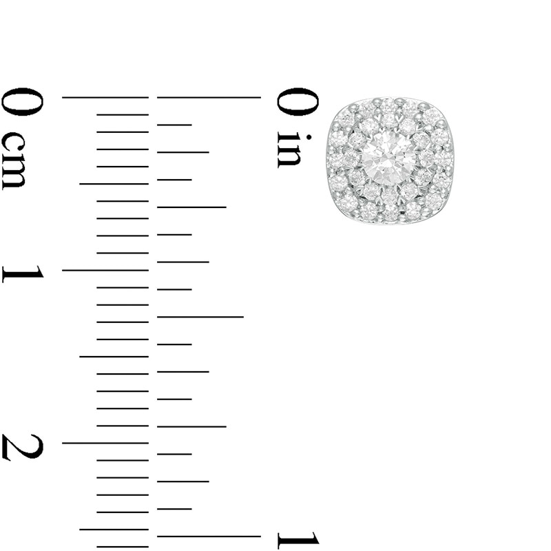 Main Image 3 of Previously Owned - 1/2 CT. T.W. Diamond Frame Stud Earrings in 10K White Gold
