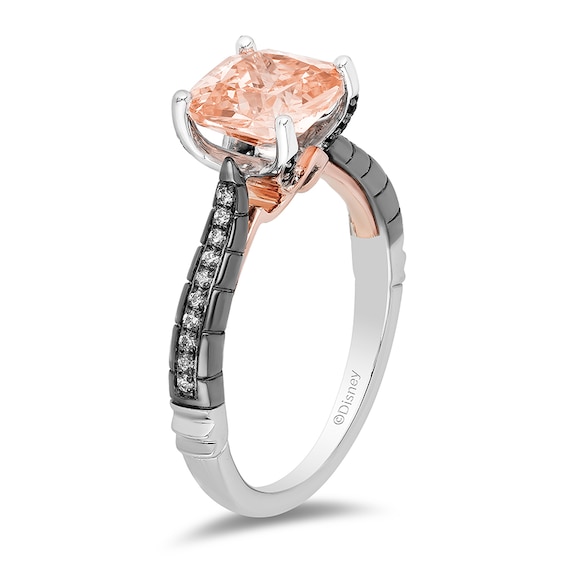 Previously Owned - Enchanted Disney Villains Maleficent 8.0mm Morganite and 1/6 CT. TW. Diamond Engagement Ring