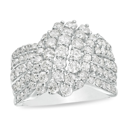Previously Owned - 2 CT. T.w. Composite Diamond Waterfall Ring in 10K White Gold