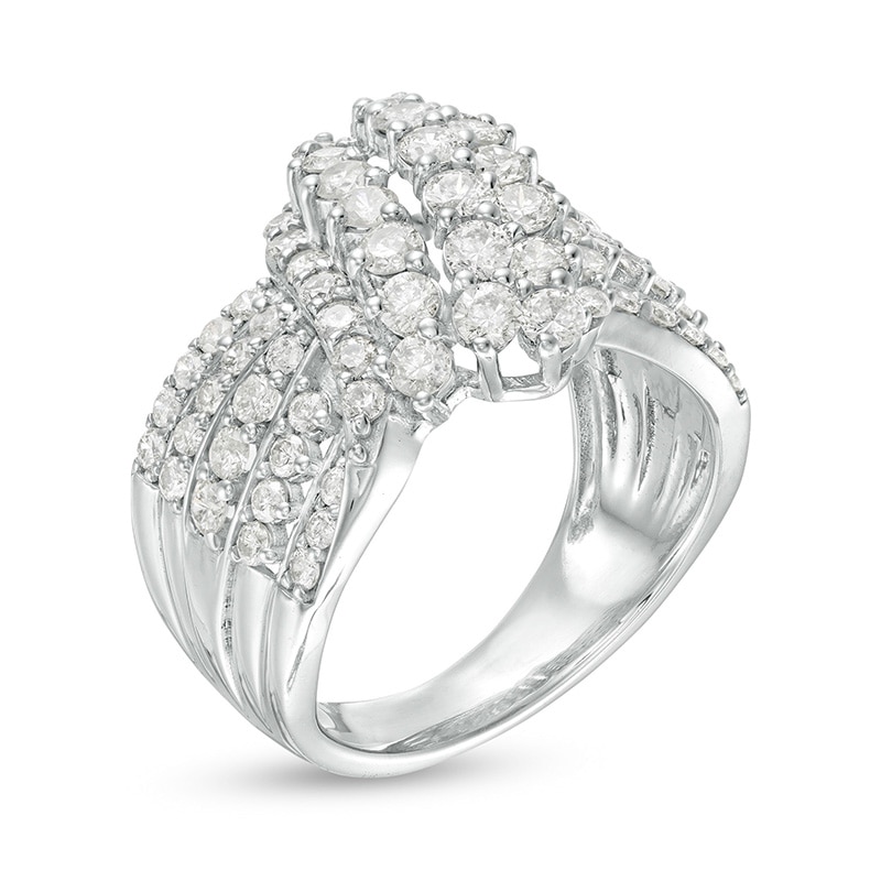 Main Image 2 of Previously Owned - 2 CT. T.W. Composite Diamond Waterfall Ring in 10K White Gold
