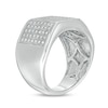 Thumbnail Image 3 of Previously Owned - 1/3 CT. T.W. Diamond Squared Multi-Row Ring in Sterling Silver