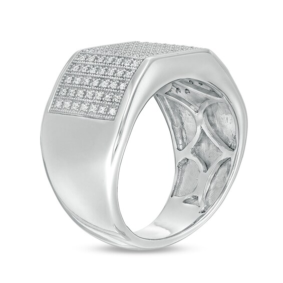 Previously Owned - 1/3 CT. T.w. Diamond Squared Multi-Row Ring in Sterling Silver