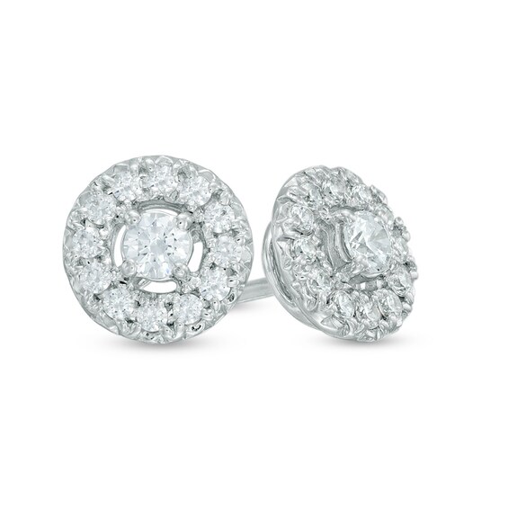 Previously Owned - 1/2 CT. T.w. Diamond Frame Stud Earrings in 10K White Gold