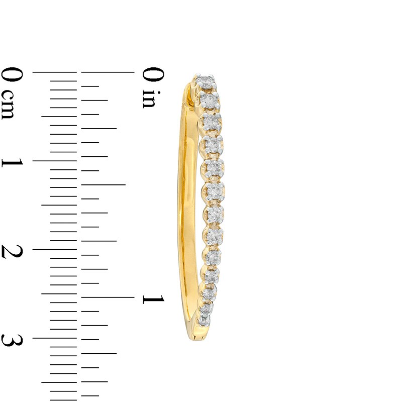 Main Image 2 of Previously Owned - 1/2 CT. T.W. Diamond Oval Hoop Earrings in 10K Gold