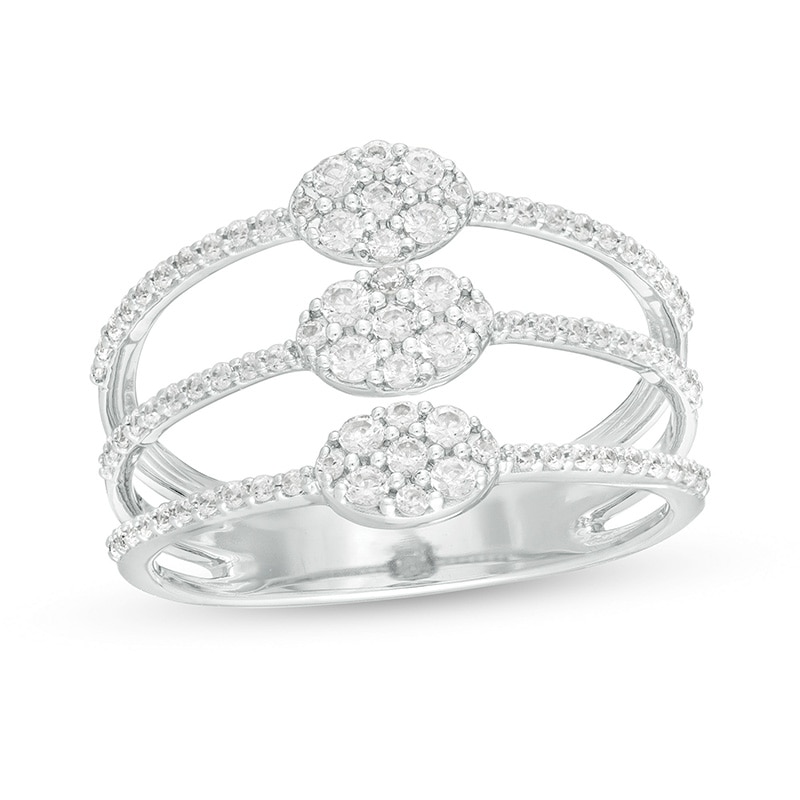Main Image 1 of Previously Owned - 1/2 CT. T.W. Composite Diamond Multi-Row Ring in 10K White Gold