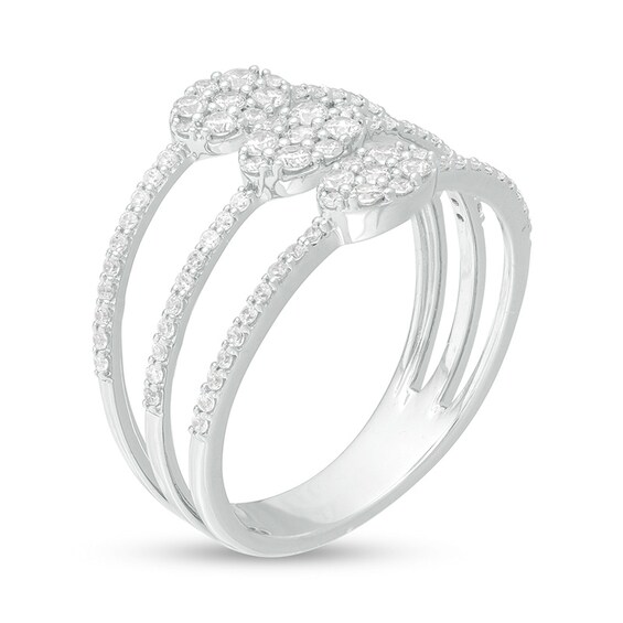 Previously Owned - 1/2 CT. T.w. Composite Diamond Multi-Row Ring in 10K White Gold