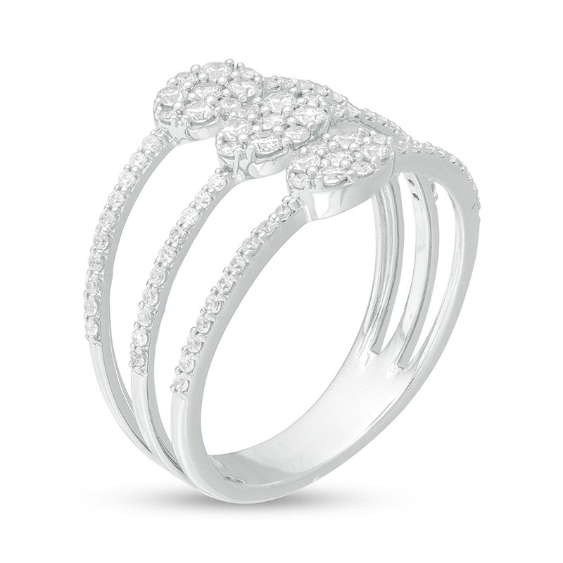 Main Image 2 of Previously Owned - 1/2 CT. T.W. Composite Diamond Multi-Row Ring in 10K White Gold