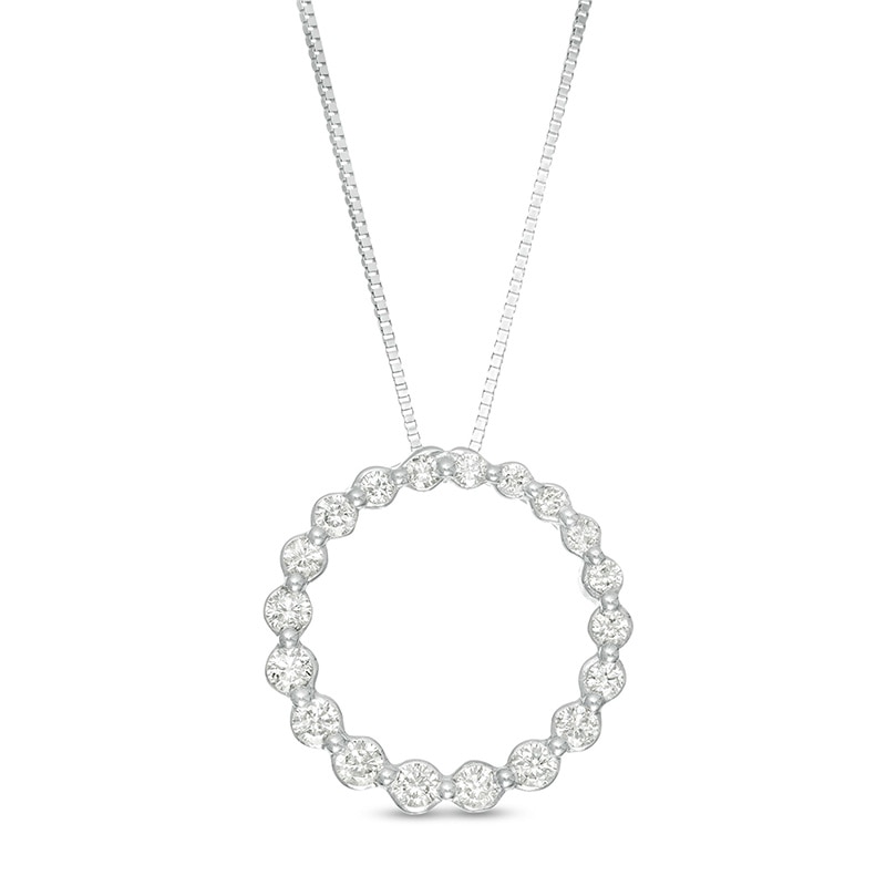 Main Image 1 of Previously Owned - Marilyn Monroe™ Collection 3/8 CT. T.W. Journey Diamond Circle Pendant in 10K White Gold