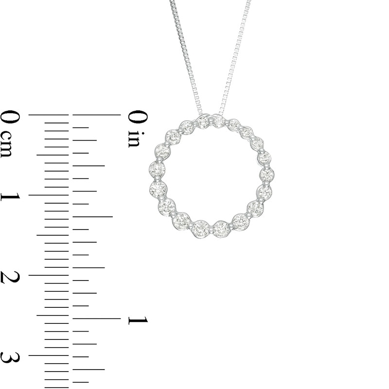 Main Image 2 of Previously Owned - Marilyn Monroe™ Collection 3/8 CT. T.W. Journey Diamond Circle Pendant in 10K White Gold