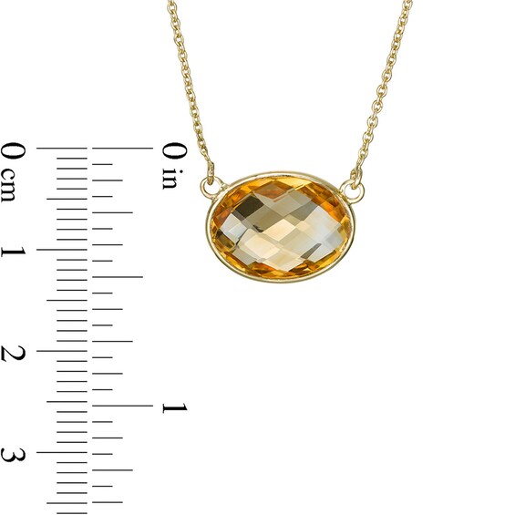 Previously Owned - Sideways Faceted Oval Citrine Necklace in 10K Gold