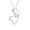 Thumbnail Image 1 of Previously Owned - 1/15 CT. T.W. Diamond Curved Double Heart Pendant in 10K White Gold