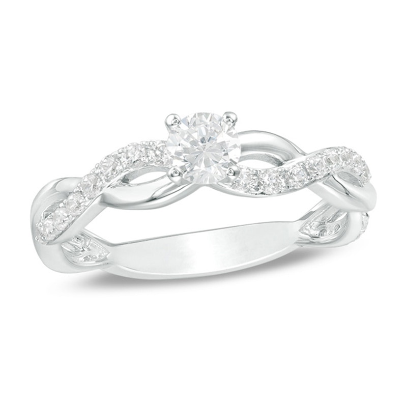 Main Image 1 of Previously Owned - 1 CT. T.W. Diamond Twist Engagement Ring in 14K White Gold
