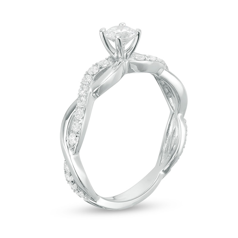 Main Image 2 of Previously Owned - 1 CT. T.W. Diamond Twist Engagement Ring in 14K White Gold